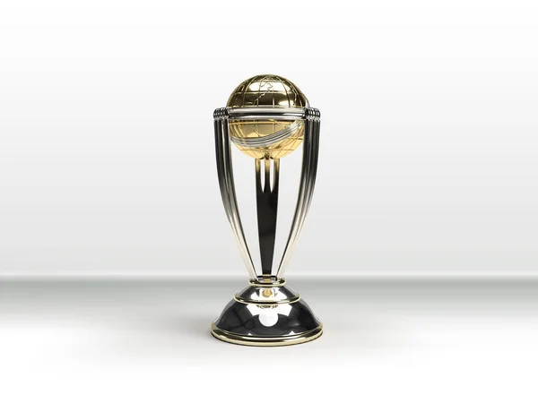 卡拉奇 巴基斯坦 17日板球世界杯庆祝以球赢得奖杯 3D渲染说明 — 图库照片