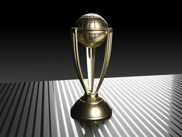 Coupe Monde Cricket Célébration Trophée Gagnant Avec Balle Illustration Rendu — Photo