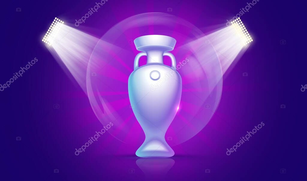 Copa Uefa euro 2024 celebración trofeo ganador con estadio. Ilustración