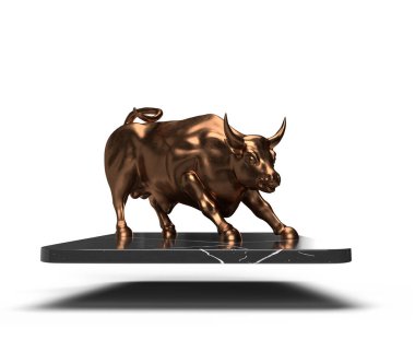 Borsa boğa piyasası. Yatırım platformunda yükselen trend çizelgeleri. İzole edilmiş Arkaplan 3d görüntüleme