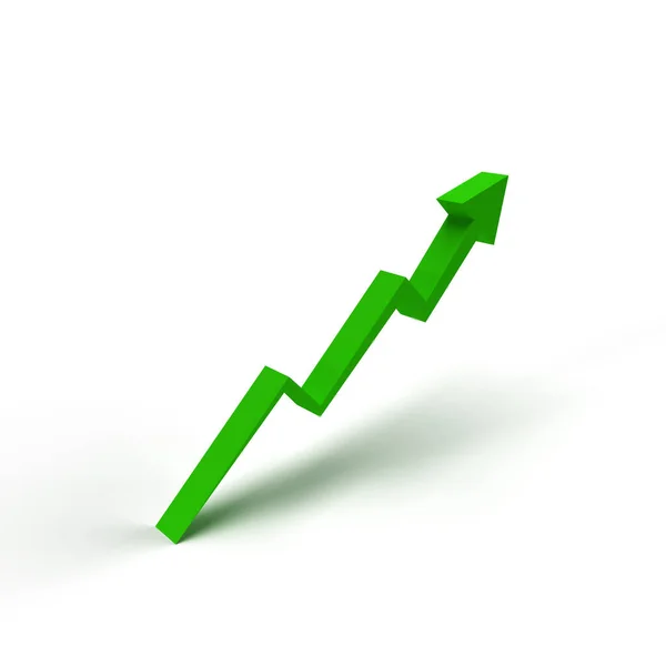 Glaseffekt Pil Och Diagram Växande Affärsidé Rendering — Stockfoto