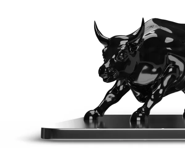 股票市场牛市 投资平台上的上升趋势图 孤立的背景3D渲染说明 — 图库照片