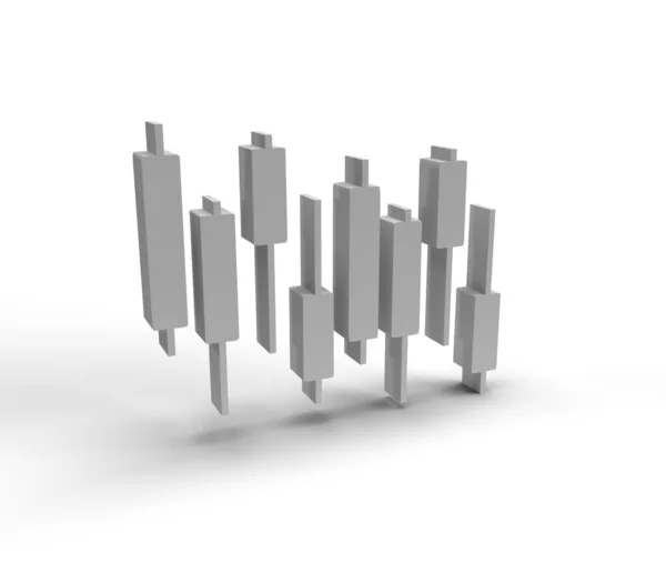 キャンドルスティック外国為替株式市場のグラフ隔離された背景 3Dレンダリング図 — ストック写真