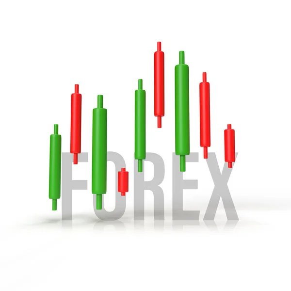 Candlestick Forex Mercado Ações Graficamente Fundo Isolado Ilustração Renderização — Fotografia de Stock