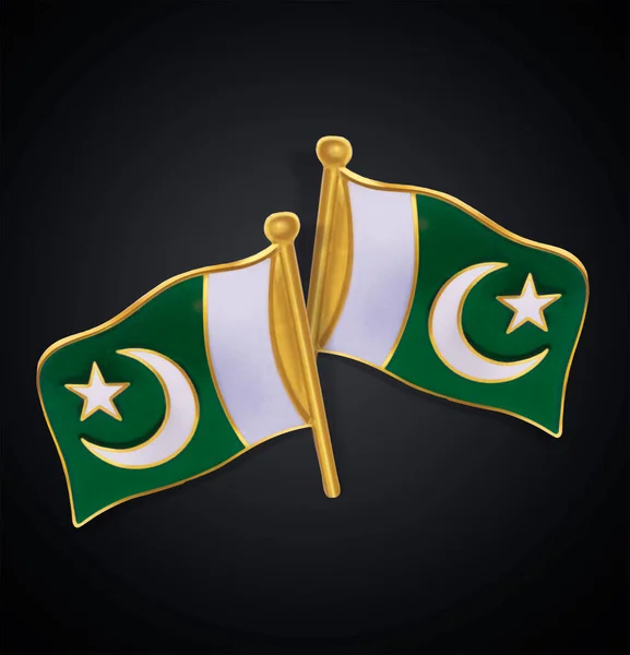 Flag Badge Pakistan Independence Day Celebration Black Background — стокове фото