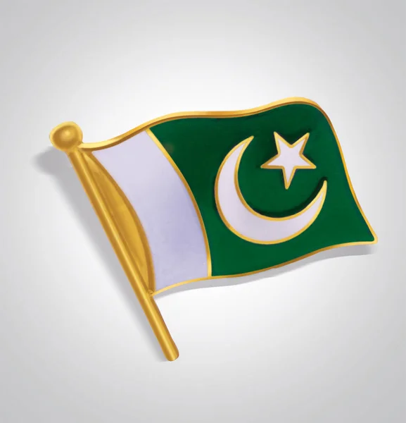 Zászló Jelvény Pakisztán Függetlenség Napja Ünnepségek Fekete Háttér — Stock Fotó