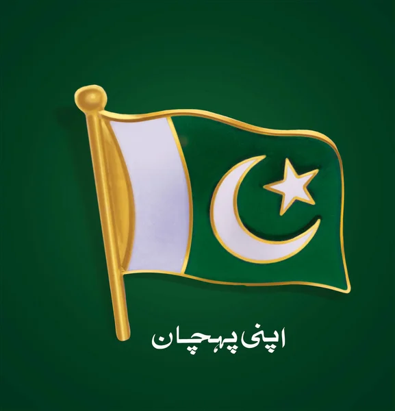 Flag Badge Pakistan Independence Day Celebrations Black Background — 스톡 사진