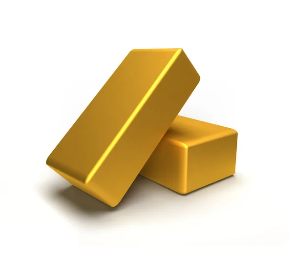 Gold Bar Isolated Background Rendering Illustration — 图库照片