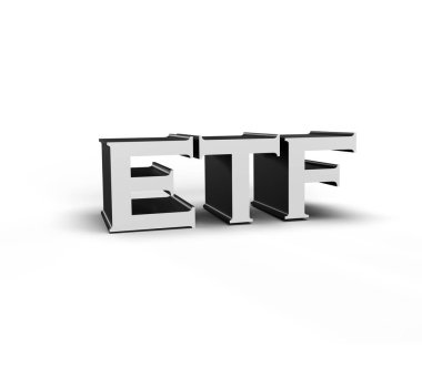 Değişim fonu (ETF) beyaz arka plan. 3d resimleme.