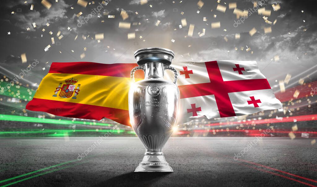 España vs UEFA Euro 2024 fútbol con la celebración del estadio