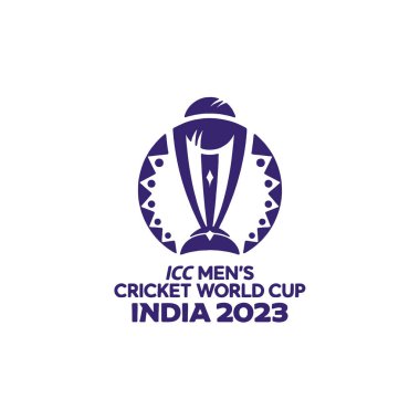 2023 ICC Dünya Kupası logosu fuşya ve mavi renk vektörü illüstrasyonu.