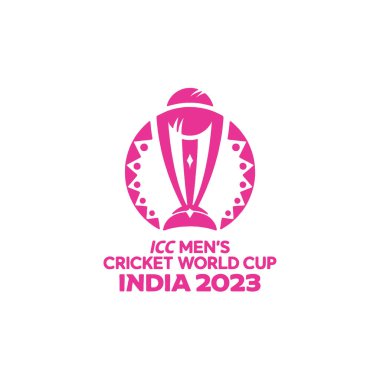 2023 ICC Dünya Kupası logosu fuşya ve mavi renk vektörü illüstrasyonu.