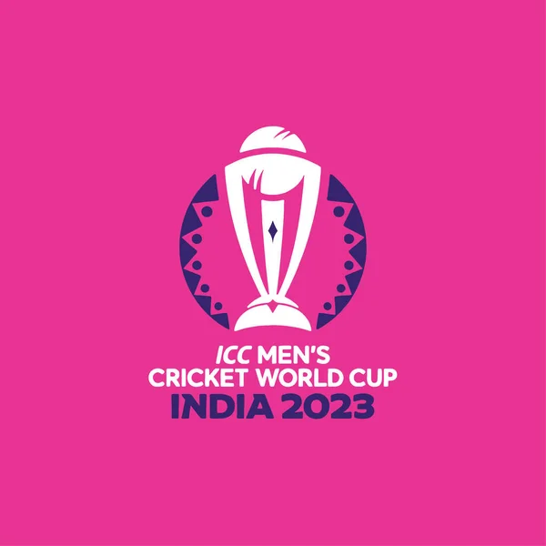 stock vector The 2023 ICC Cricket World Cup logo fuchsia and blue color vector illustration.