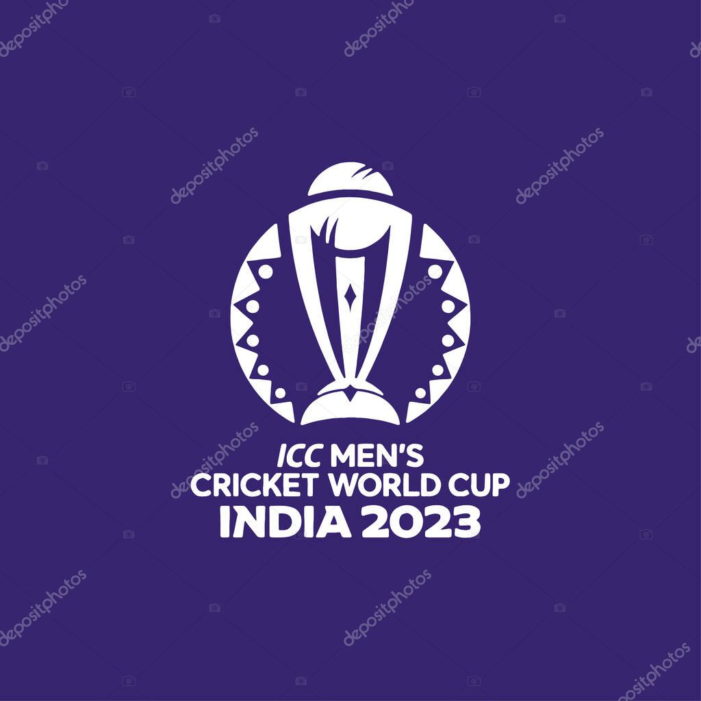 The 2023 ICC Cricket World Cup logo fuchsia and blue color vector illustration.