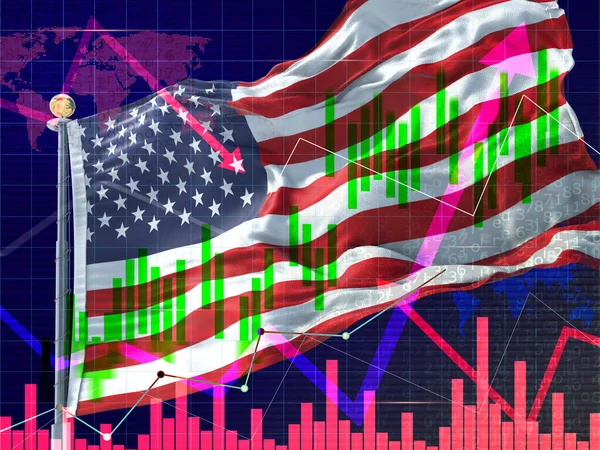 米国株式市場分析外国為替指標取引グラフ 米国株式取引所グラフ事業成長金融危機経済 — ストック写真