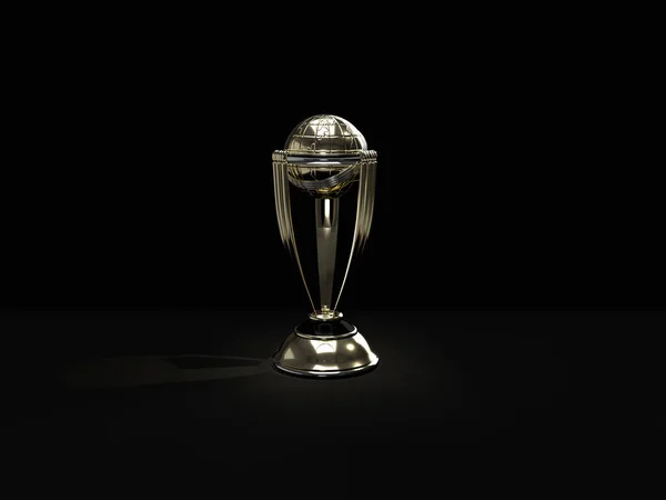 Cricket world cup celebration winning trophy with ball. 3d rendering illustration.