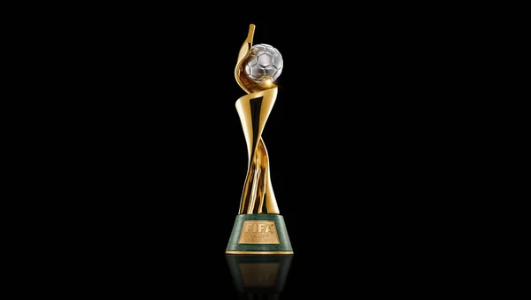 卡拉奇 巴基斯坦 13日国际足联第2023届女子世界杯庆祝活动在悉尼体育场赢得了奖杯 3D渲染说明 — 图库照片