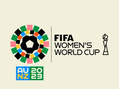 Karachi, Pakistan 5 Mayıs FIFA Dünya Kupası AU NZ 2023 Logosu, Vector Logosu, kadın futbol logosu