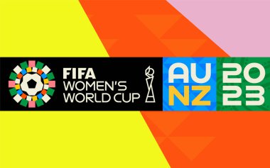 Karachi, Pakistan 5 Mayıs FIFA Dünya Kupası AU NZ 2023 Logosu, Vector Logosu, kadın futbol logosu
