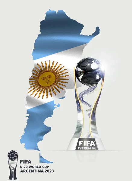 Fifa Weltmeisterschaft Argentinien 2023 Fahnenband Mit Trophäe Darstellung — Stockfoto