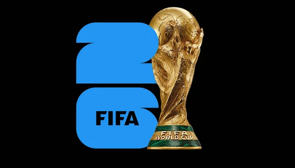 Trophée Logo Fifa World Cup Avec Mobile Amérique Nord Organisé — Photo
