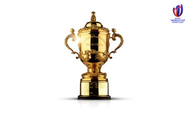 Karaçi, Pakistan 20 Mart 2023, Rugby Dünya Kupası 2023, Fransa Kupası 'nın markası..