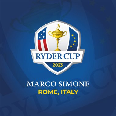Karachi, Pakistan - 10 Temmuz, Ryder Kupası logosu. Ryder Kupası 2023. Ryder Kupası Golf Turnuvası logo vektör çizimi.