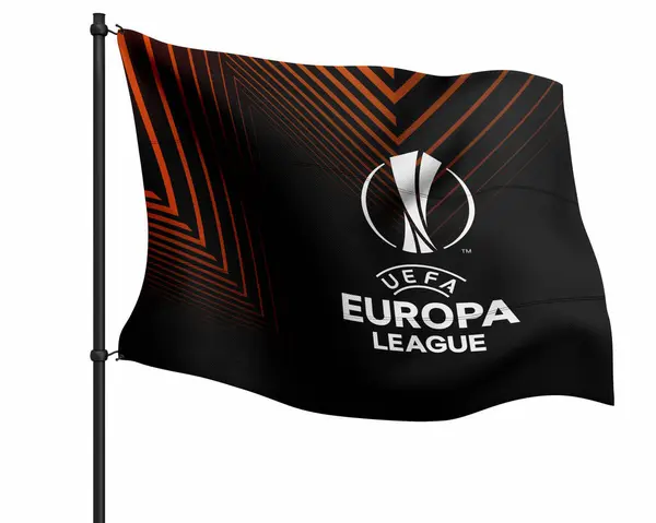 パキスタン カラチ 2023年3月18日 Uefaヨーロッパリーグの旗とバックグラウンド 3Dレンダリングイラスト — ストック写真