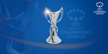 Pakistan, Karachi. 13, 2023, UEFA Womens Champions League 2024 trophy with stadium 3D rendering illustration. clipart