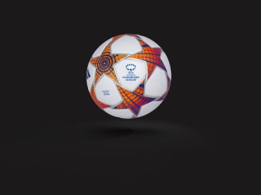 Pakistan, Karachi. 13, 2023, UEFA Womens Champions League 2024 soccer ball 3D rendering illustration. clipart