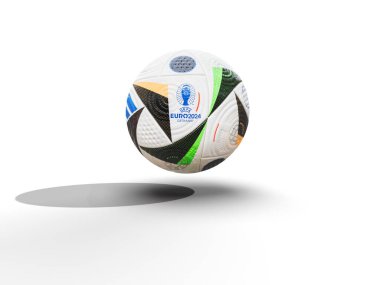 Karachi, Pakistan. 27 Kasım. UEFA Avrupa Kupası 2024 Futbol topu izole arka plan. 3d resimleme.