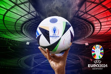 Karachi, Pakistan. 27 Kasım. UEFA Avrupa Kupası 2024 Futbol topu izole arka plan. 3d resimleme.