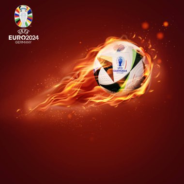Karachi, Pakistan. 27 Kasım. UEFA Avrupa Kupası 2024 Futbol topu izole arka plan. 3d resimleme.