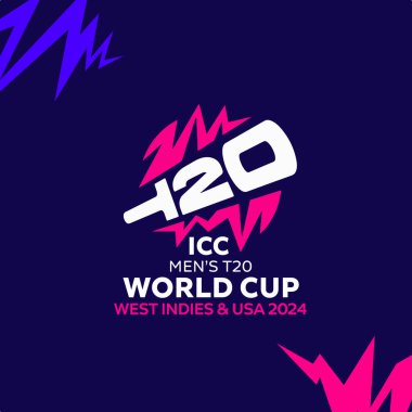 Karachi, Pakistan 8 Aralık 2023, ICC Mens T20 Dünya Kupası 2024, ABD ve Batı Hint Adaları vektör illüstrasyonları.