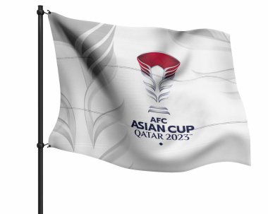 Karachi, Pakistan. 17 Mart. AFC Asya Kupası Kupası Kupası 2024 kupayı stadyumla kazandı. 3d resimleme