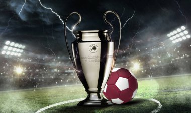 Karachi, Pakistan, 13 Ocak, UEFA Şampiyonlar Ligi Kupası 3 boyutlu görüntü.