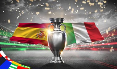 UEFA Euro Cup 2024. Spain vs Italy. 2d rendering illustration.