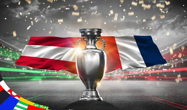 Karachi, Pakistan 15 May UEFA Euro Cup 2024. Austria vs France. 2d rendering illustration.