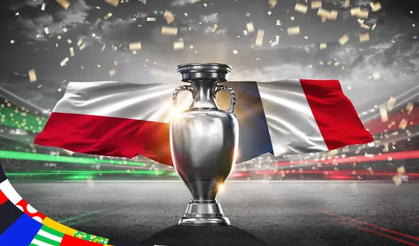 stock image Karachi, Pakistan 15 May UEFA Euro Cup 2024. France vs Poland. 2d rendering illustration.