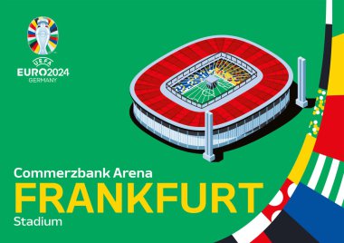 Karachi, Pakistan-25 Aralık 2023: 2024 Avrupa Futbol Şampiyonası 'nın Alman vektör illüstrasyonunda markası.
