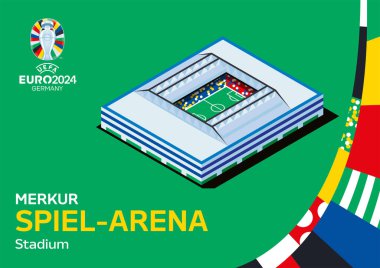 2024 Avrupa Futbol Şampiyonası 'nın markası Almanya vektör illüstrasyonunda.