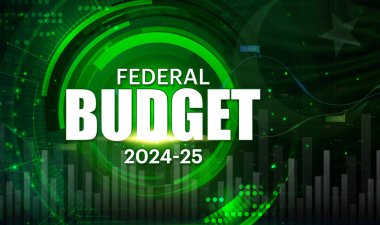 Federal Budget Abstract green Background, Economic background with stock market data, connected lines, Pakistan Federal Budget, finance background, 2D rendering illustration clipart