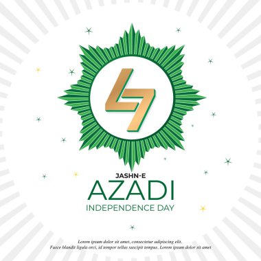 Celebrating 77 Year Pakistan anniversary. Translate Jashn e azadi urdu calligraphic. Vector illustration. clipart