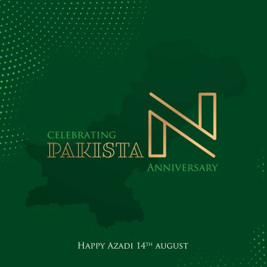 Celebrating 77 Year Pakistan anniversary. Translate Jashn e azadi urdu calligraphic. Vector illustration. clipart