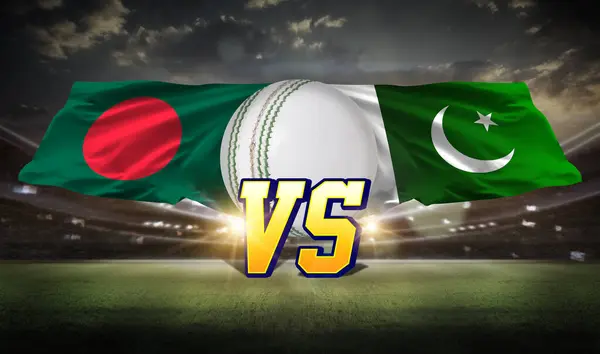 stock image Pakistan vs Bangladesh cricket match 3d rendering illustration.