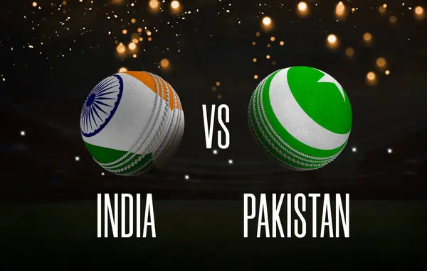 stock image India vs Pakistan cricket flags with trophy celebration stadium 3d rendering illustration.