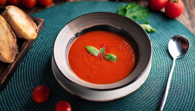 Delicious looking tomato soup. Turkish name; Domates corbasi. ai generated clipart