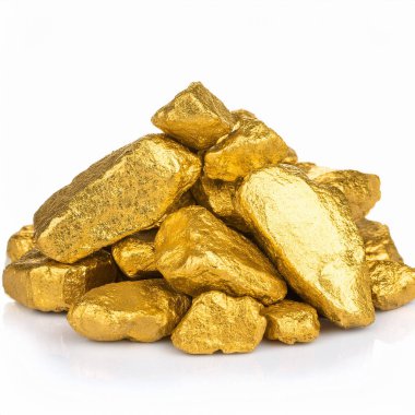 Mound of gold close-up isolated on white background clipart