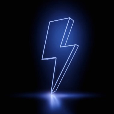 neon ışığı soyut arkaplan, cıvata, parıldayan şimşek, elektrik güç sembolü