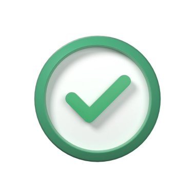 Mark ve Yanlış İşareti Kontrol Et. 3 boyutlu görüntüleme. beyaz arkaplan